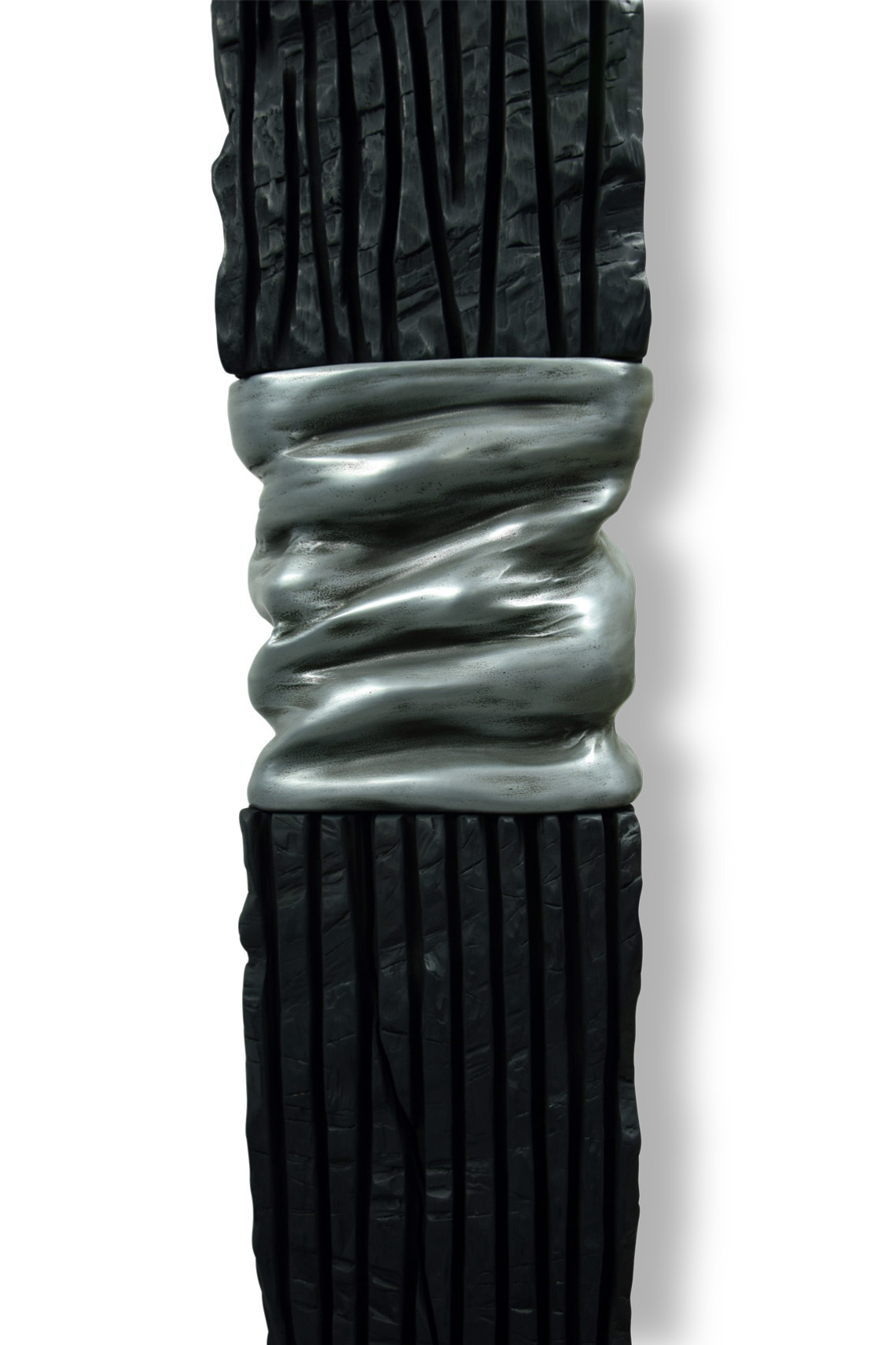 sculpture bois brulé tree black zinc totem artwork artist